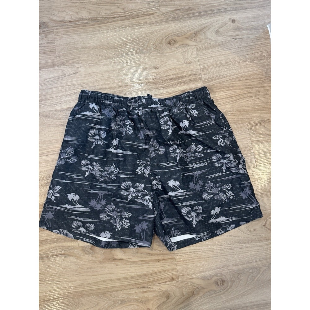 OP Ocean Pacific Mens XL 40-42 Navy Gray Hawaiian Swim Trunks Board Shorts